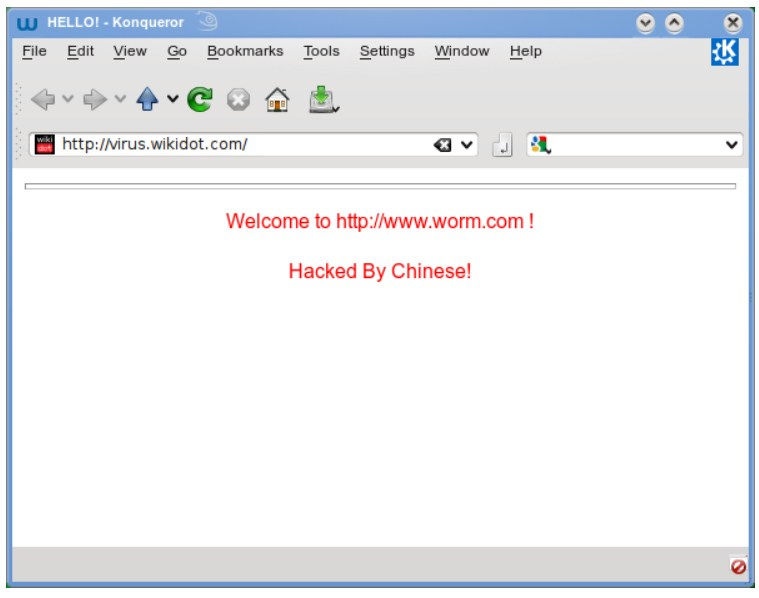 Screenshot of a webpage defaced by Code Red