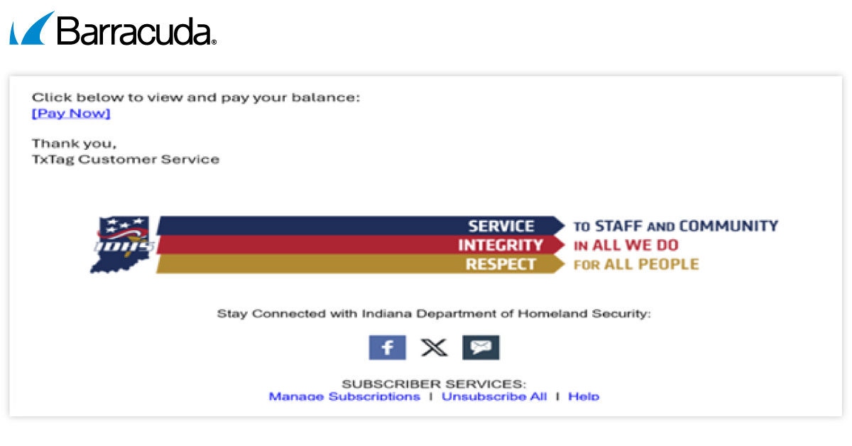 Example of fake website used in a toll scam