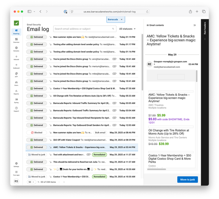 Barracuda Email Protection unified log