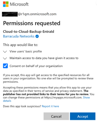 Barracuda Entra ID Backup Premium – Granting permissions