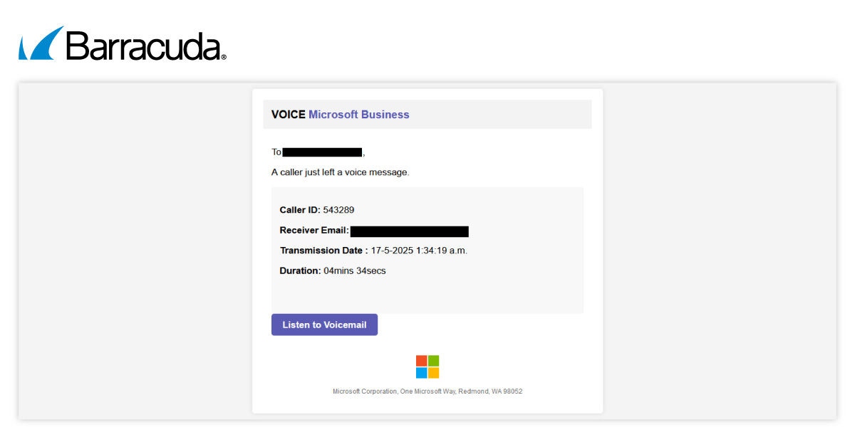 Example of a phishing email using hidden URLs