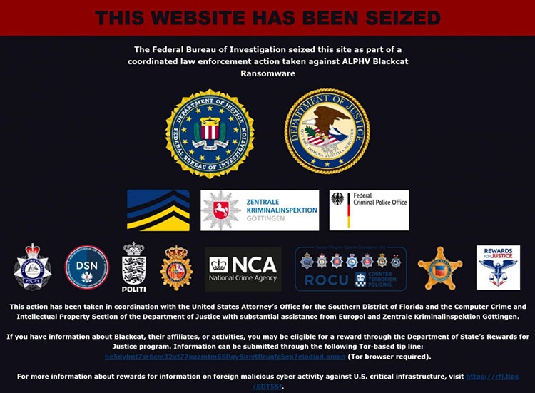 FBI seizure page on ALPHV servers FBI seizure page on ALPHV servers