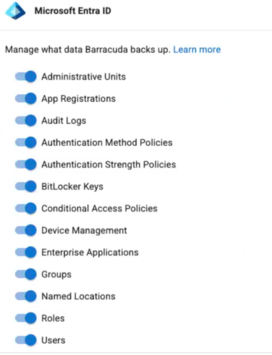 Barracuda Entra ID Backup Premium – Backup configuration