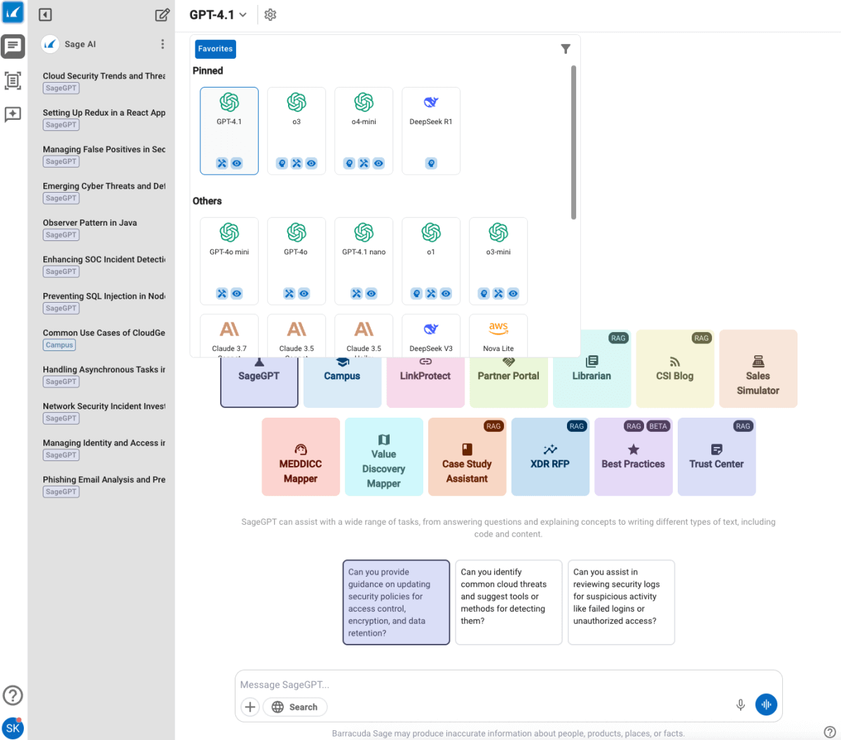 Barracuda GenAI dashboard
