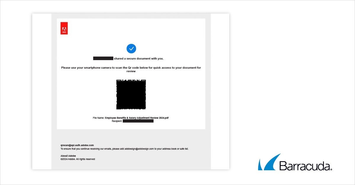 Example of Adobe impersonated in QR code attack