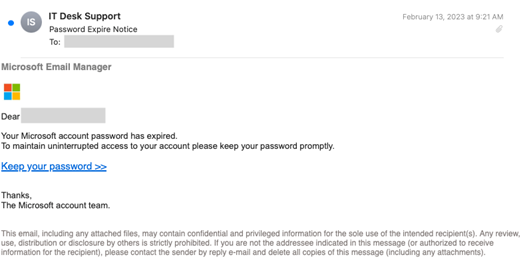 Example of a typosquatting attack