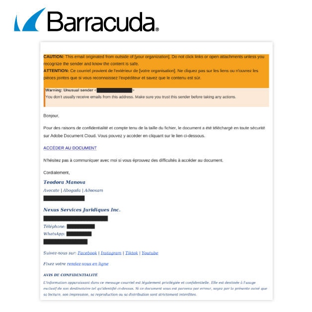 A French-language “shared legal document” lure